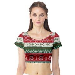 Ugly Sweater Merry Christmas  Short Sleeve Crop Top by artworkshop