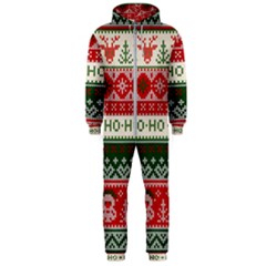 Ugly Sweater Merry Christmas  Hooded Jumpsuit (men) by artworkshop