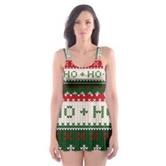 Ugly Sweater Merry Christmas  Skater Dress Swimsuit by artworkshop