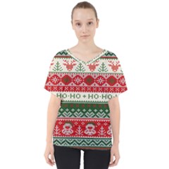 Ugly Sweater Merry Christmas  V-Neck Dolman Drape Top