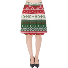 Ugly Sweater Merry Christmas  Velvet High Waist Skirt by artworkshop