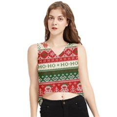 Ugly Sweater Merry Christmas  V-Neck Cropped Tank Top