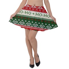 Ugly Sweater Merry Christmas  Velvet Skater Skirt by artworkshop