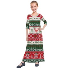Ugly Sweater Merry Christmas  Kids  Quarter Sleeve Maxi Dress by artworkshop