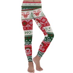 Ugly Sweater Merry Christmas  Kids  Lightweight Velour Classic Yoga Leggings