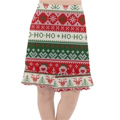 Ugly Sweater Merry Christmas  Fishtail Chiffon Skirt by artworkshop