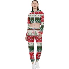 Ugly Sweater Merry Christmas  Cropped Zip Up Lounge Set