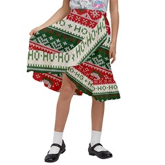 Ugly Sweater Merry Christmas  Kids  Ruffle Flared Wrap Midi Skirt