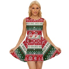 Ugly Sweater Merry Christmas  Sleeveless Button Up Dress by artworkshop