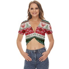 Ugly Sweater Merry Christmas  Twist Front Crop Top by artworkshop