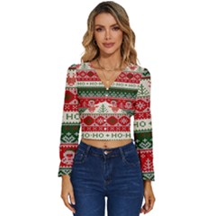 Ugly Sweater Merry Christmas  Long Sleeve V-neck Top by artworkshop