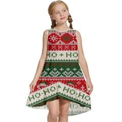 Ugly Sweater Merry Christmas  Kids  Frill Swing Dress by artworkshop
