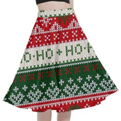 Ugly Sweater Merry Christmas  A-line Full Circle Midi Skirt With Pocket by artworkshop
