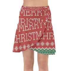 Merry Christmas  Pattern Wrap Front Skirt by artworkshop