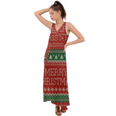 Merry Christmas  Pattern V-neck Chiffon Maxi Dress