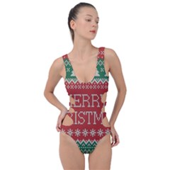 Merry Christmas  Pattern Side Cut Out Swimsuit by artworkshop