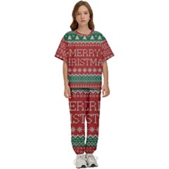 Merry Christmas  Pattern Kids  T-shirt And Pants Sports Set by artworkshop