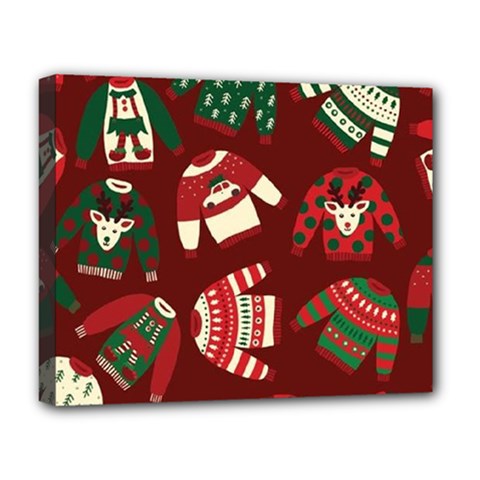 Ugly Sweater Wrapping Paper Deluxe Canvas 20  X 16  (stretched) by artworkshop