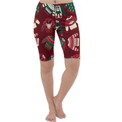 Ugly Sweater Wrapping Paper Cropped Leggings  by artworkshop