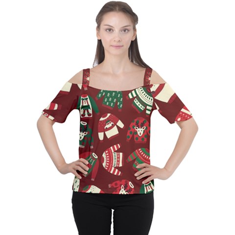 Ugly Sweater Wrapping Paper Cutout Shoulder T-shirt by artworkshop