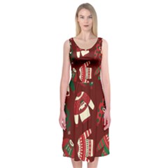 Ugly Sweater Wrapping Paper Midi Sleeveless Dress by artworkshop