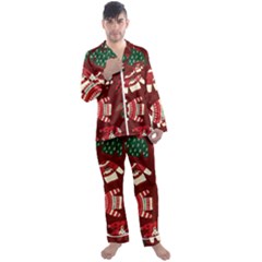 Ugly Sweater Wrapping Paper Men s Long Sleeve Satin Pajamas Set by artworkshop