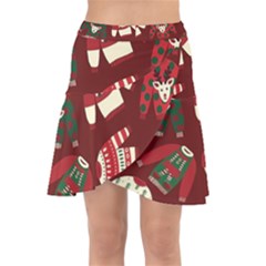 Ugly Sweater Wrapping Paper Wrap Front Skirt by artworkshop