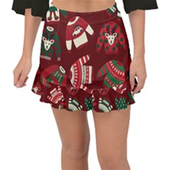 Ugly Sweater Wrapping Paper Fishtail Mini Chiffon Skirt by artworkshop