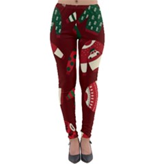 Ugly Sweater Wrapping Paper Lightweight Velour Leggings by artworkshop