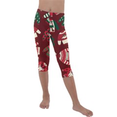 Ugly Sweater Wrapping Paper Kids  Lightweight Velour Capri Leggings  by artworkshop