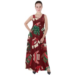 Ugly Sweater Wrapping Paper Empire Waist Velour Maxi Dress by artworkshop