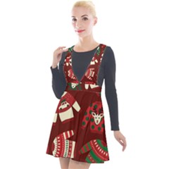 Ugly Sweater Wrapping Paper Plunge Pinafore Velour Dress by artworkshop