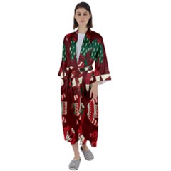 Ugly Sweater Wrapping Paper Maxi Satin Kimono by artworkshop