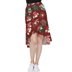 Ugly Sweater Wrapping Paper Frill Hi Low Chiffon Skirt