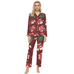 Ugly Sweater Wrapping Paper Womens  Long Sleeve Velvet Pocket Pajamas Set by artworkshop