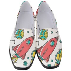 Space Cosmos Seamless Pattern Seamless Pattern Doodle Style Women s Classic Loafer Heels