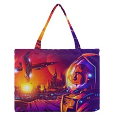 Far Future Human Colonization Zipper Medium Tote Bag