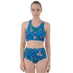 About Space Seamless Pattern Racer Back Bikini Set