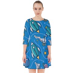 About Space Seamless Pattern Smock Dress