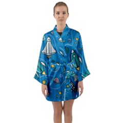 About Space Seamless Pattern Long Sleeve Satin Kimono by Hannah976
