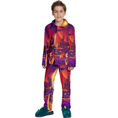 Far Future Human Colonization Kids  Long Sleeve Velvet Pajamas Set by Hannah976