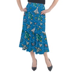 About Space Seamless Pattern Midi Mermaid Skirt