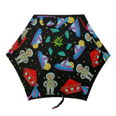 Seamless Pattern With Space Objects Ufo Rockets Aliens Hand Drawn Elements Space Mini Folding Umbrellas by Hannah976