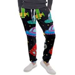 Seamless Pattern With Space Objects Ufo Rockets Aliens Hand Drawn Elements Space Men s Jogger Sweatpants