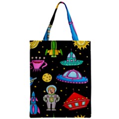 Seamless Pattern With Space Objects Ufo Rockets Aliens Hand Drawn Elements Space Zipper Classic Tote Bag