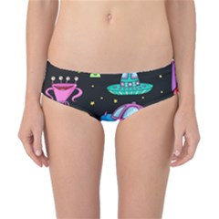 Seamless Pattern With Space Objects Ufo Rockets Aliens Hand Drawn Elements Space Classic Bikini Bottoms