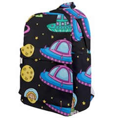 Seamless Pattern With Space Objects Ufo Rockets Aliens Hand Drawn Elements Space Classic Backpack