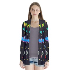 Seamless Pattern With Space Objects Ufo Rockets Aliens Hand Drawn Elements Space Drape Collar Cardigan