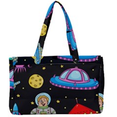 Seamless Pattern With Space Objects Ufo Rockets Aliens Hand Drawn Elements Space Canvas Work Bag