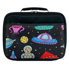 Seamless Pattern With Space Objects Ufo Rockets Aliens Hand Drawn Elements Space Lunch Bag